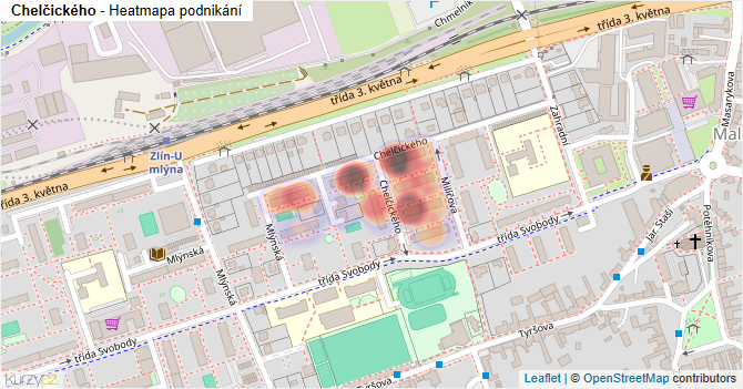 Chelčického - mapa podnikání
