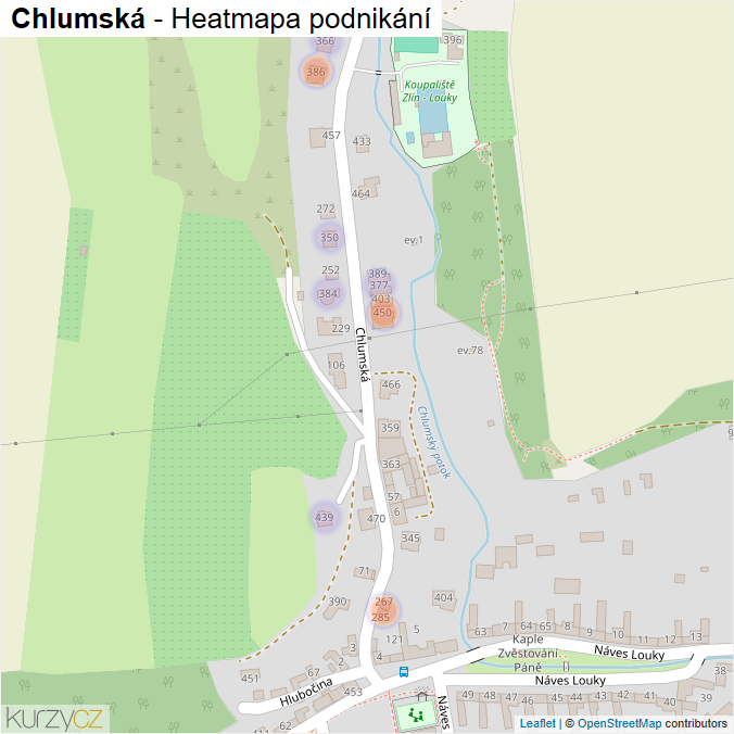 Mapa Chlumská - Firmy v ulici.