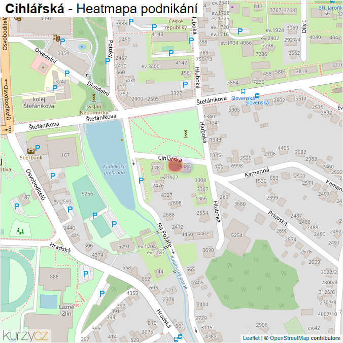 Mapa Cihlářská - Firmy v ulici.