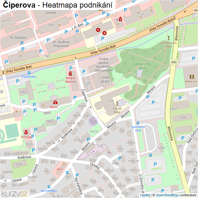 Mapa Čiperova - Firmy v ulici.