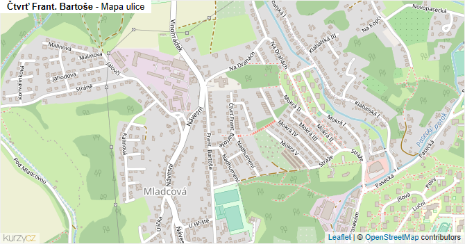Čtvrť Frant. Bartoše - mapa ulice