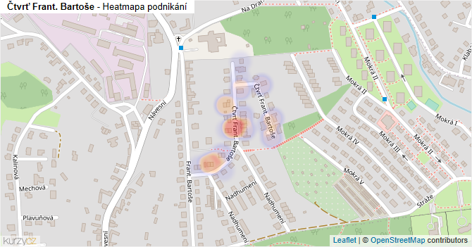 Čtvrť Frant. Bartoše - mapa podnikání