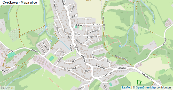 Cvrčkova - mapa ulice
