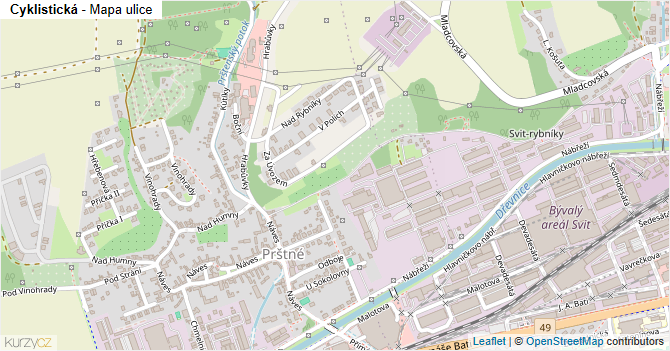 Cyklistická - mapa ulice
