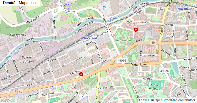 Desátá - mapa ulice