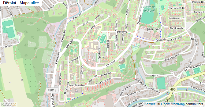 Dětská - mapa ulice