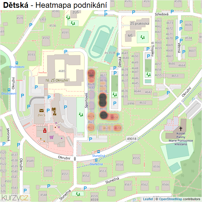 Mapa Dětská - Firmy v ulici.