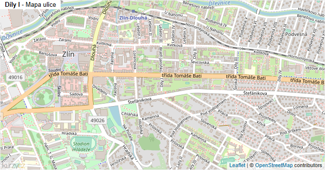 Díly I - mapa ulice