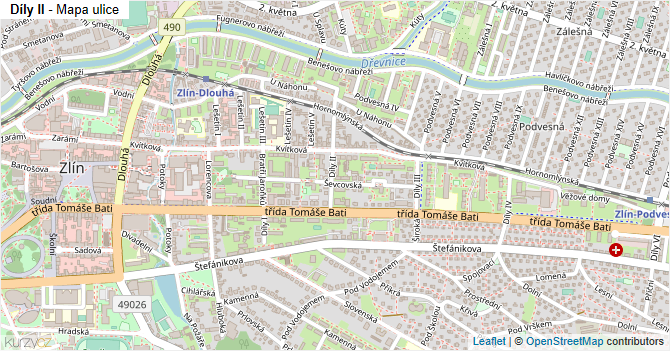 Díly II - mapa ulice