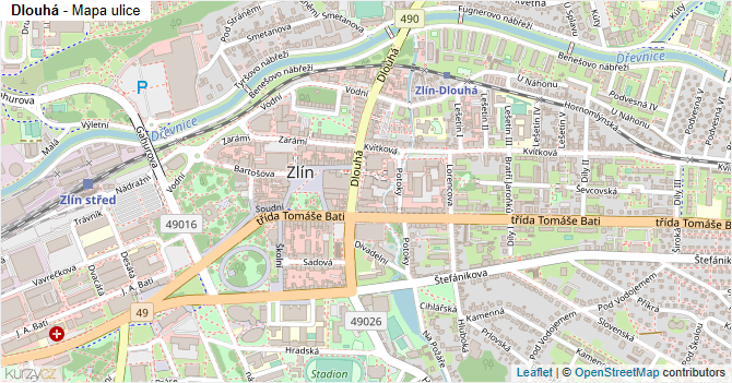Dlouhá - mapa ulice