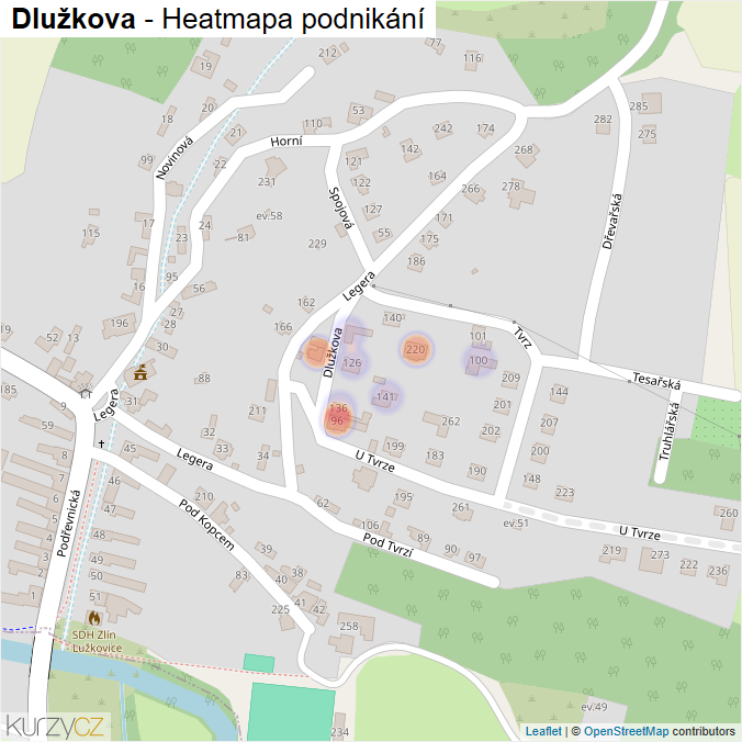 Mapa Dlužkova - Firmy v ulici.