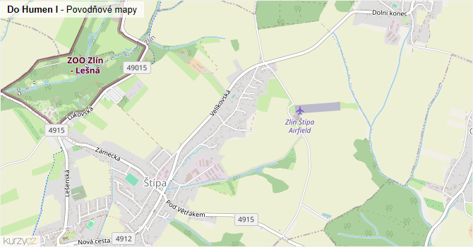 Do Humen I - záplavové mapy stoleté vody