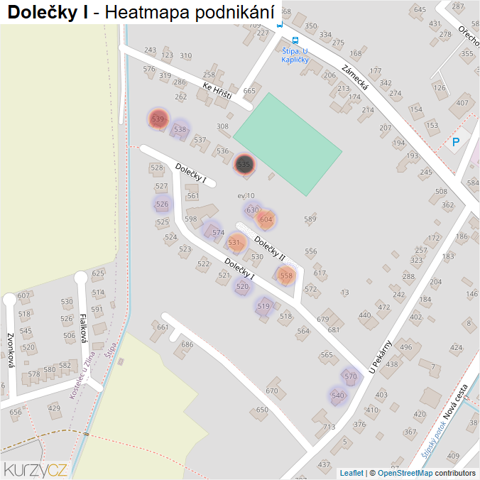 Mapa Dolečky I - Firmy v ulici.