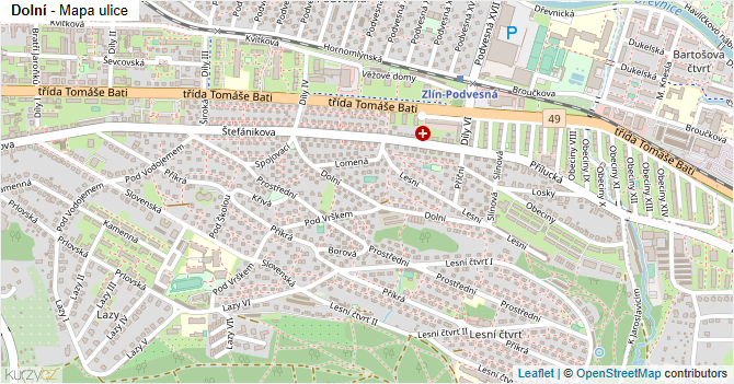 Dolní - mapa ulice