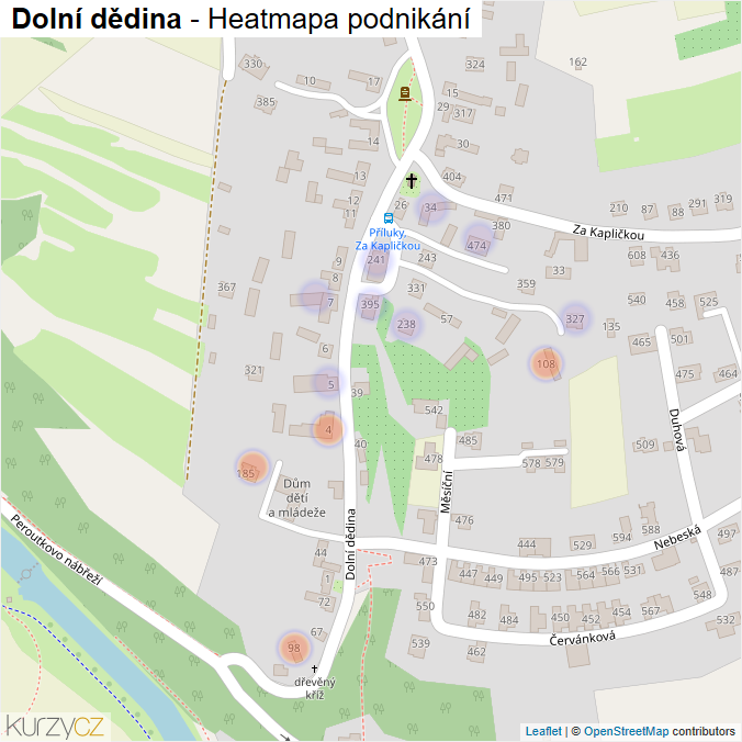 Mapa Dolní dědina - Firmy v ulici.