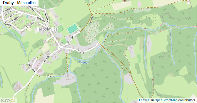 Drahy - mapa ulice