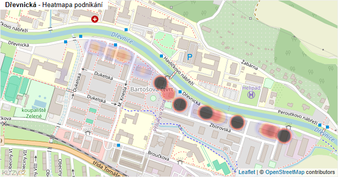 Dřevnická - mapa podnikání