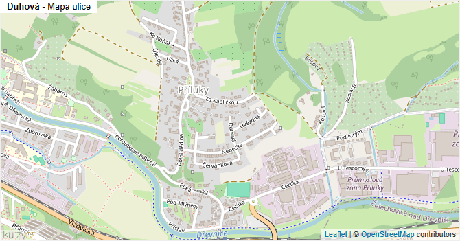 Duhová - mapa ulice