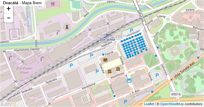 Dvacátá - mapa firem