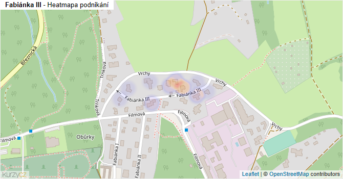 Fabiánka III - mapa podnikání