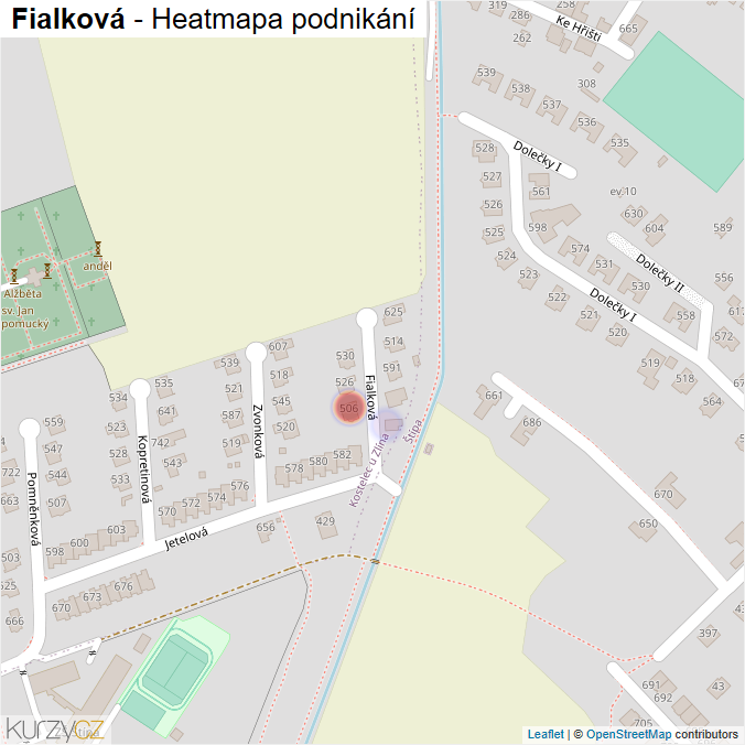 Mapa Fialková - Firmy v ulici.
