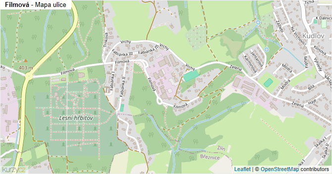Filmová - mapa ulice