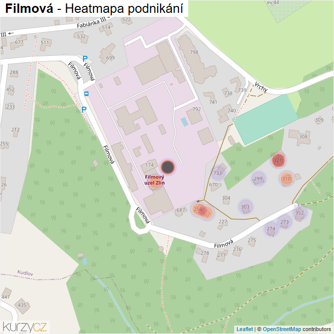 Mapa Filmová - Firmy v ulici.