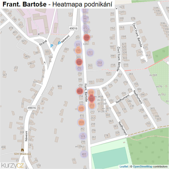 Mapa Frant. Bartoše - Firmy v ulici.