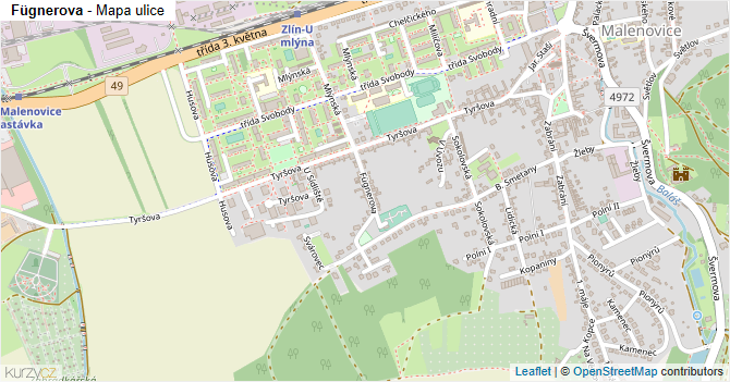Fügnerova - mapa ulice