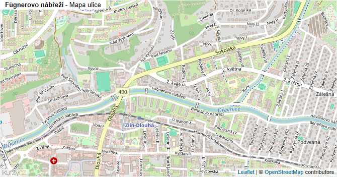 Fügnerovo nábřeží - mapa ulice