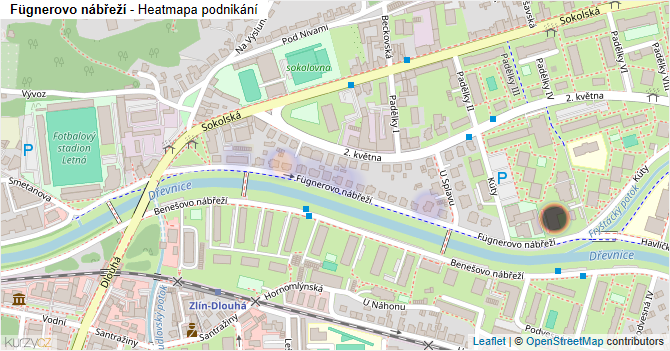 Fügnerovo nábřeží - mapa podnikání
