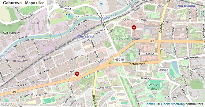Gahurova - mapa ulice