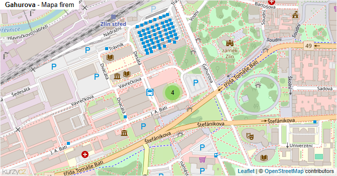 Gahurova - mapa firem