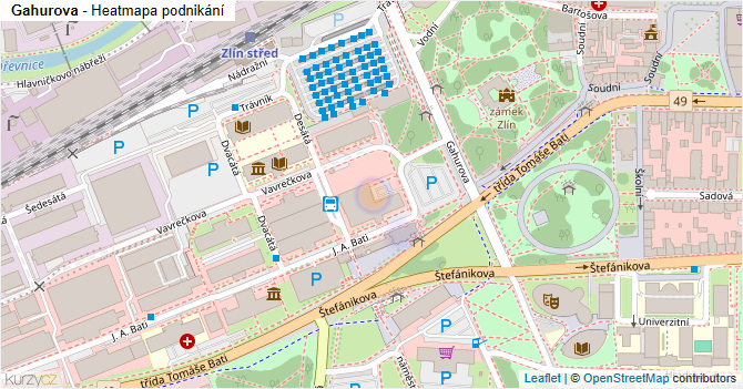 Gahurova - mapa podnikání