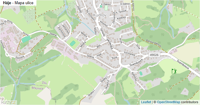 Háje - mapa ulice