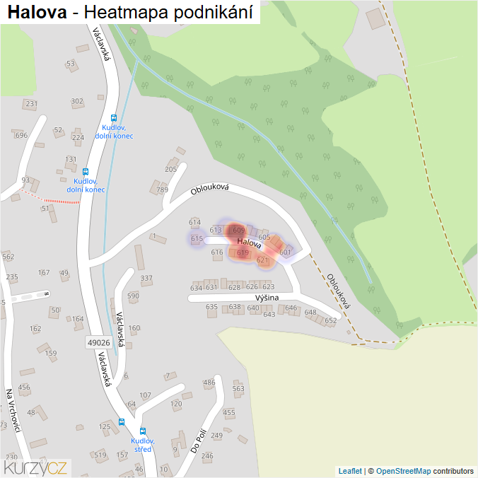 Mapa Halova - Firmy v ulici.