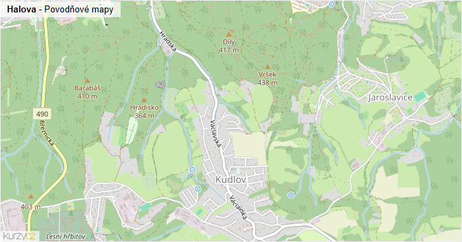 Halova - záplavové mapy stoleté vody