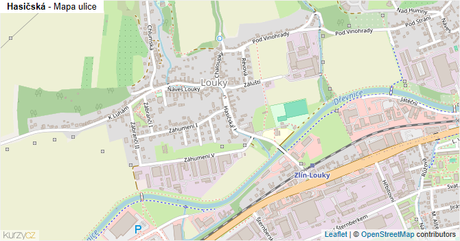 Hasičská - mapa ulice
