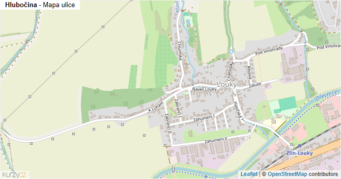Hlubočina - mapa ulice