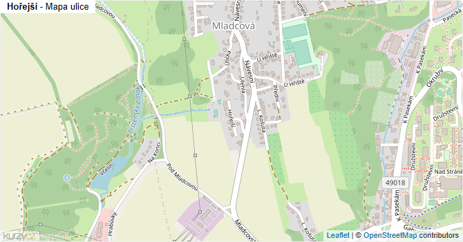 Hořejší - mapa ulice