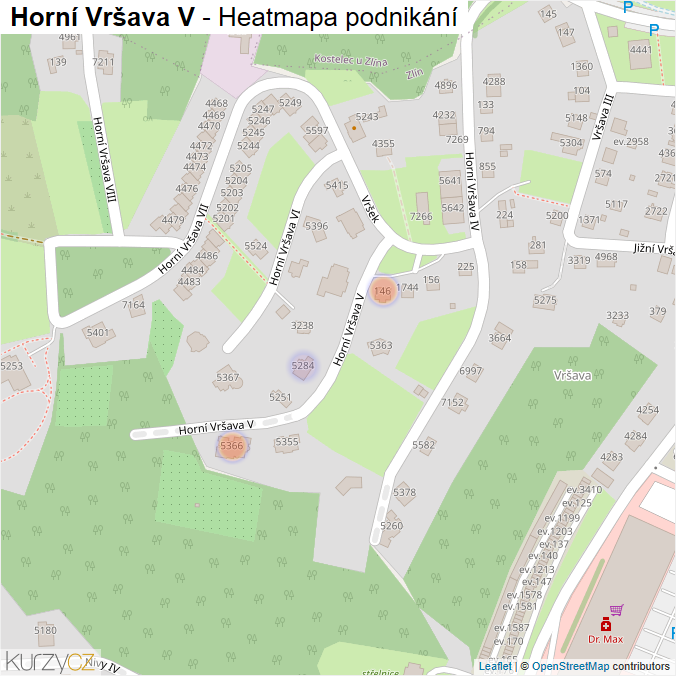 Mapa Horní Vršava V - Firmy v ulici.