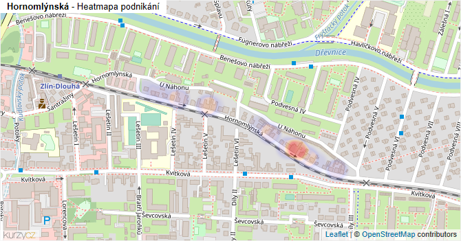 Hornomlýnská - mapa podnikání