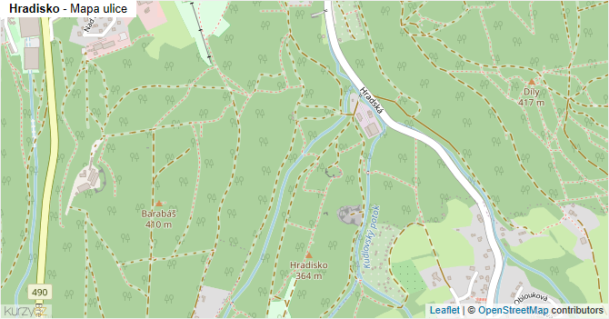 Hradisko - mapa ulice