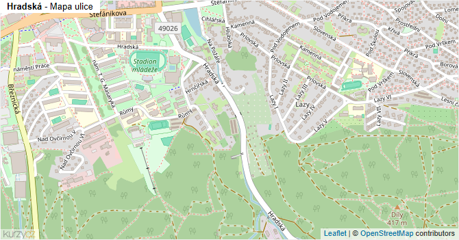 Hradská - mapa ulice