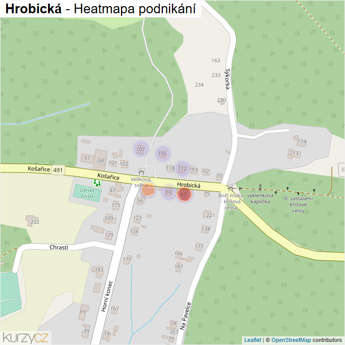 Mapa Hrobická - Firmy v ulici.