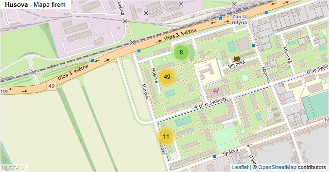 Husova - mapa firem