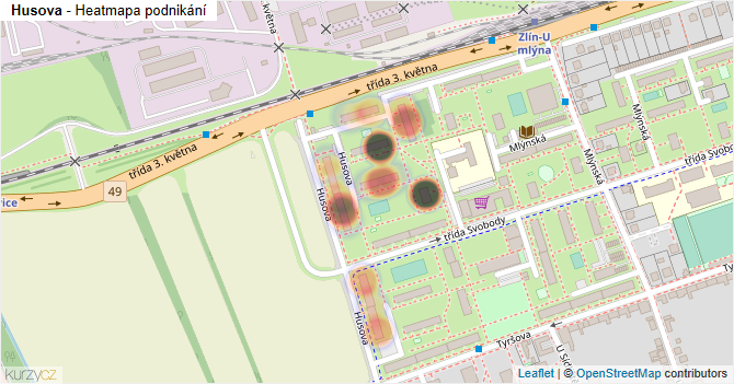 Husova - mapa podnikání