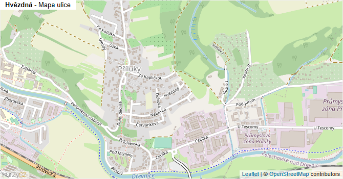 Hvězdná - mapa ulice