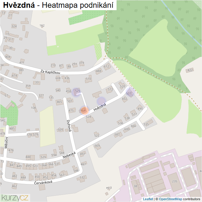 Mapa Hvězdná - Firmy v ulici.