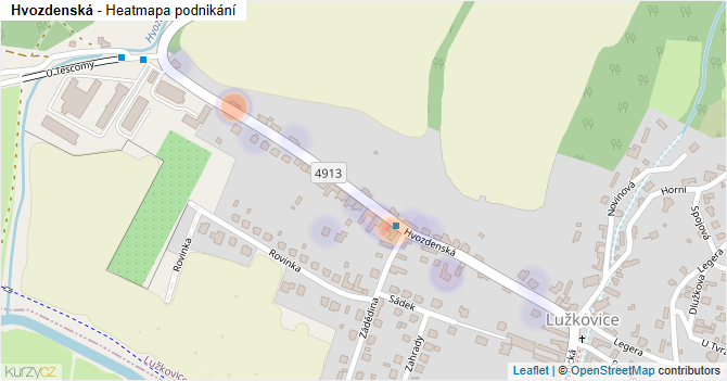 Hvozdenská - mapa podnikání